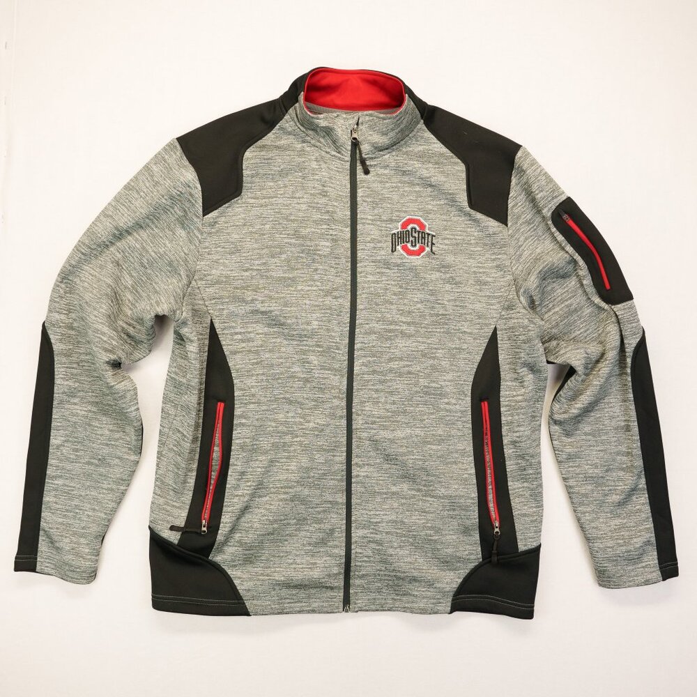 Men's Colosseum Gray/Scarlet Ohio State Buckeyes Full-Zip Jacket‎ Large